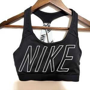 Nike Pro Classic Sports Bra Black Size XS Spellout Activewear Padded